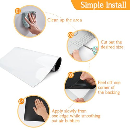 Magnetic Whiteboard Contact Paper,47.2"x18" Magnetic Dry Erase Board Sheet - color: White 1pc, size: 47.2"W x 18"H