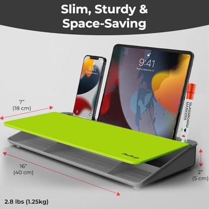 Chalkola Neon Green Glass Desktop Whiteboard with Storage - Dry Erase Board - color: Neon Green