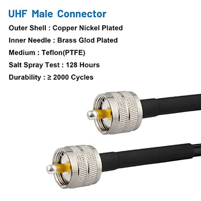MOOKEERF RG8x Jumper Cable 3ft,2 Pack PL259 Jumper CB Coax Cable 50 Ohm,UHF PL259 Male to Male Low Loss CB Antenna Extension for HAM Radio,VHF Radio,SWR Meter,Antenna Analyzer - size: 3FT