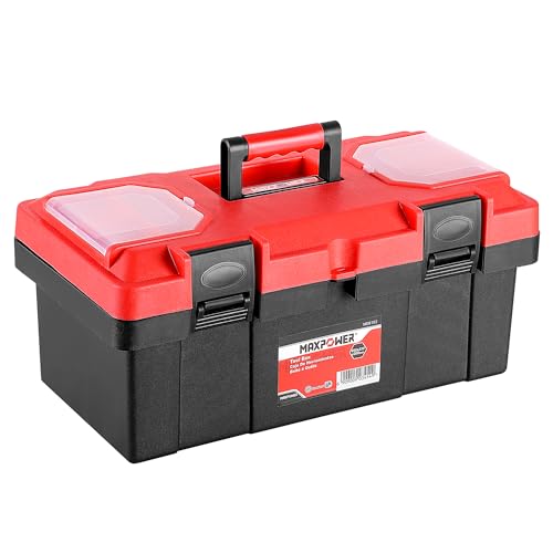 MAXPOWER 17 inch Tool Box, Small Plastic Toolbox with Handle - color: Red, size: 17"