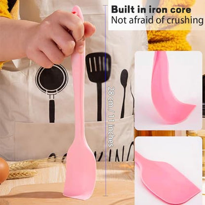 8 Pieces Silicone Spatulas, 11 inch Heat-Resistant Non-stick Spatulas with Stainless Steel Core for Cake Cream Cooking Gadget by COLOGO (11 inch) (Pack of 2) - size: 11 INCHES (Pack of 2)