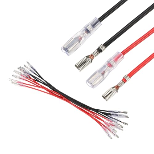 MECCANIXITY 10pcs Double Head Female Spade Crimp Terminal 6.3mm 20cm Wires - size: 6.3mm, 20cm L