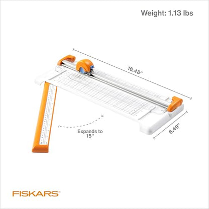 Fiskars Rotary Paper Cutter, Compact & Portable, 12" Cut Length