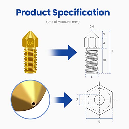 Brass Nozzles for AnkerMake M5/M5C, 0.4mm, 8PCS - size: 0.4mm*8pcs-brass