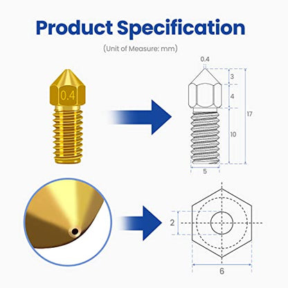 Brass Nozzles for AnkerMake M5/M5C, 0.4mm, 8PCS - size: 0.4mm*8pcs-brass