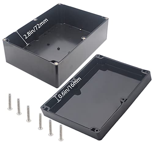 Watertight Junction Box, IP67 Waterproof Project Box Durable ABS Plastic Electronic Enclosure Case for DIY Electrical Project Black 10.35" x 7.17" x 3.74"(263 x 182 x 95 mm) - size: 10.35" x 7.17" x 3.74"