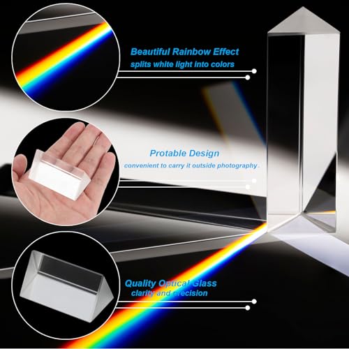PATIKIL 50mm/2 Inch Triangular Prism, 2 Pack Glass Optical Crystal Rainbow Prism for Photography Physics Teaching Lights Photo, Clear - size: 50mm/2 Inch