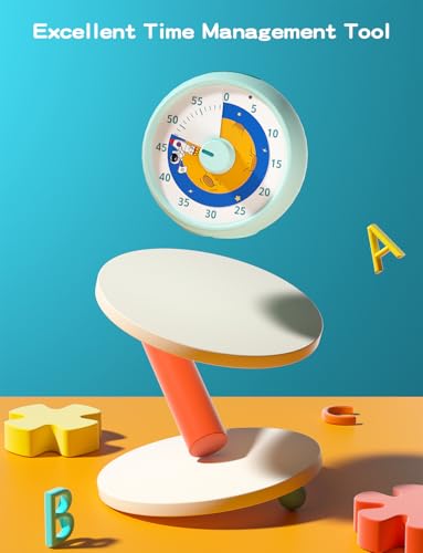 Visual Timer for Kids, 60-Minute Countdown Timer for Classroom Office Kitchen, Desk Timer Kids Time Management Tools with Silent Operation, Pomodoro Time Rainbow Pattern - color: Planet Blue