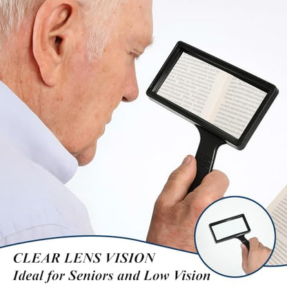 10X Magnifying Glass Rectangle Reading Magnifier Large Handheld Magnifying Glasses Scratch Resistant Glass Lens for Observation Reading Hobbies Nature Exploration Repair(Jumbo Horizontal Viewing Area)