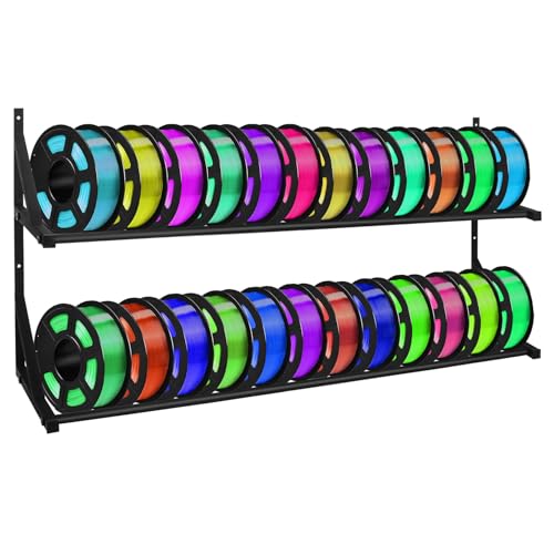 Upgrade 3D Printer Filament Storage Rack - Holds 24 Rolls, Heavy Duty Wall Bracket Shelves for ABS/PLA/TPU/Nylon Accessories, Spool Holders