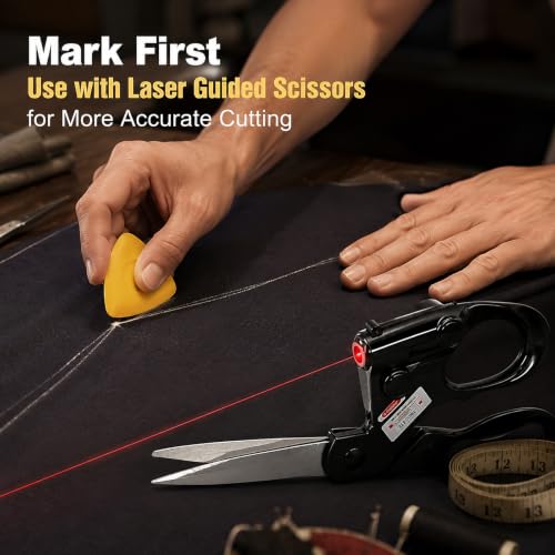 Laser Scissors Kit with Soft Tape Measure & Tailor Chalk Set, Laser Guided Scissors Sewing Guide for Fabric Cutting, Quilting, Dressmaking, Paper, Patterns & DIY Crafts