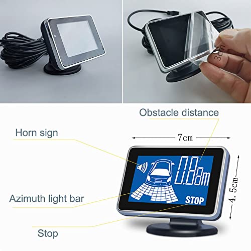 Car Auto Vehicle Reverse Backup Radar System with 4 Parking Sensors Rear Distance Detection kit Parktronic Assistant Beep Voice Warning LCD Monitor - color: white