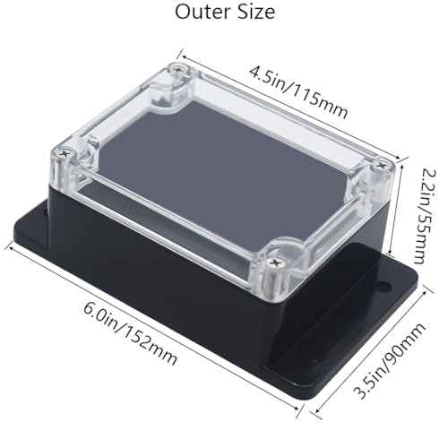 Junction Box, Zulkit Project Box IP65 Waterproof Outdoor Box ABS Plastic Electrical Boxes Electronic Enclosure with Fixed Ear 4.5 x 3.5 x 2.2 inch(115 x 90 x 55 mm)(Pack of 1) - size: 4.5" x 3.5" x 2.2"(Pack of 1)