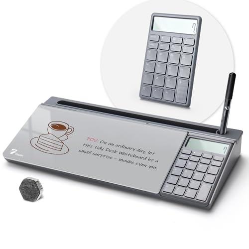 TOWON Glass Desk Whiteboard with Calculator 18x6 in, Desk Organizer, Gray - color: Cal Gray