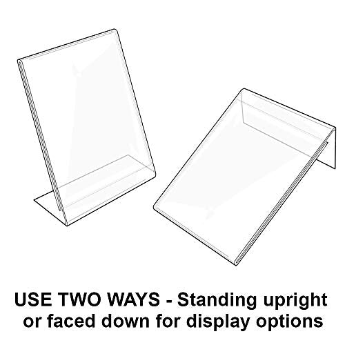 Azar 112741 Vertical Slanted, L-Shape 2-Inch Width by 3-Inch Height Acrylic Sign Holder, 10-Piece Set - size: 2 In W x 3 In H Vertical