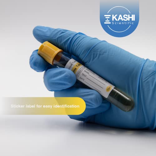 Kashi Scientific 10mL Urine Collection Vacuum Tube - Urinalysis Vacuum Tube with Yellow Cap, Pack of 100 Urine Tubes