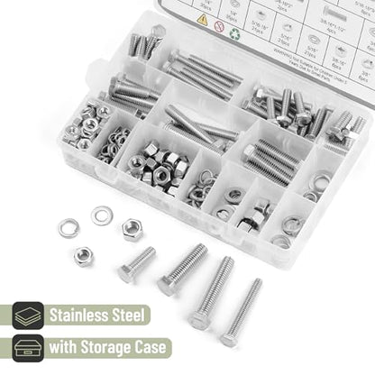 Mr. Pen- Hex Head Nuts and Bolts Assortment Kit, 246 pcs, Stainless Steel