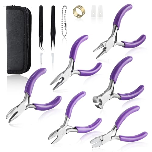 SPEEDWOX 6PCS Mini Jewelry Pliers Set 3-Inch Pliers Set Jump Ring Opener