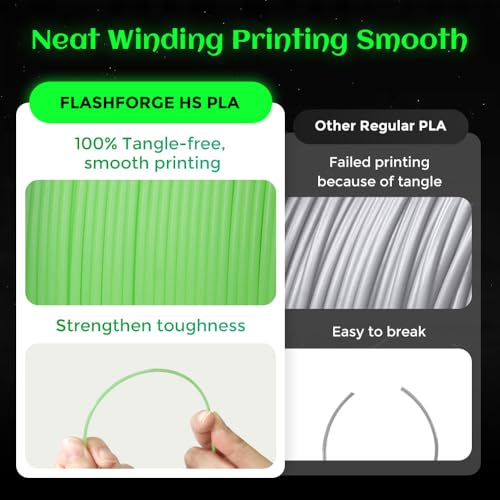 FLASHFORGE Glow in The Dark Rapid PLA Filament 1.75mm, High Flow Speedy 3D Printer Filament Luminous Green, Max 500mm/s High-Speed Printing, High Brightness and Long-Lasting Glowing Effect - color: Luminous Green