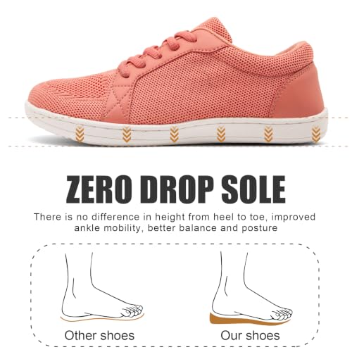 Linenghs Womens Barefoot Shoes Wide Width Toe Box Zero Drop Sneakers - color: C Pink, size: 8 Wide