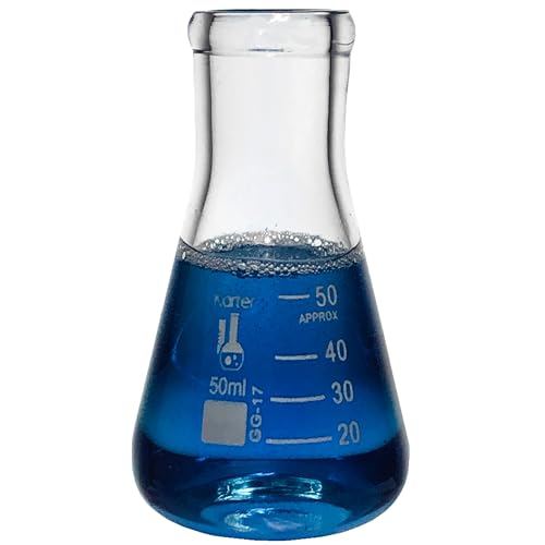 50ml Narrow Mouth Erlenmeyer Flask, Borosilicate Glass, Heavy Duty Rim, Thick Wall, Karter Scientific 213G41 (Case of 48) - size: 50ml, style: Pack of 48