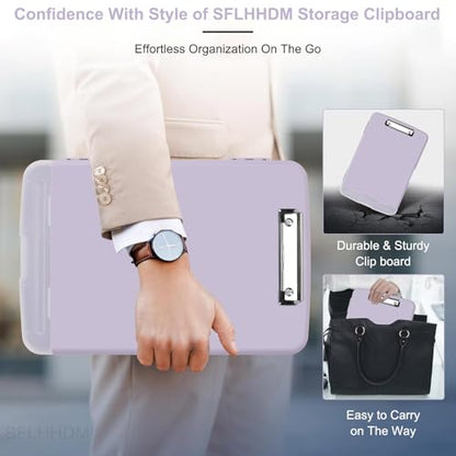 Clipboard with Storage, A4 Binder Nursing Clipboards with Pen Holder, Heavy Duty Storage Clipboards with Low Profile Clip, Clipboard Folder Side-Opening, Smooth Writing Clip Board (02Purple) - color: 02purple