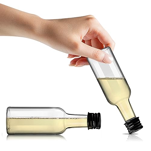 YZXODN 120 Pack 2 oz Mini Liquor Bottles, Plastic Spirit Bottles with Lables, Airtight Shot Bottle with Caps, Miniature Alcohol Bottle for Cocktail,Party Favors,Weddings - size: 120 pack