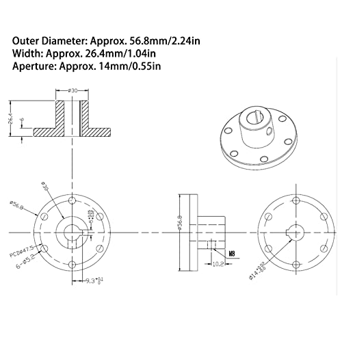 RC Flange Shaft Coupling, Transfer Coupler Aluminum Alloy High Strength 0.55in for RC Car Motor and Gearbox