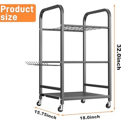 TORACK Garden Tool Organizer Stand with Wheels, Rakes Shovels Tools Stand - style: Tool Stand