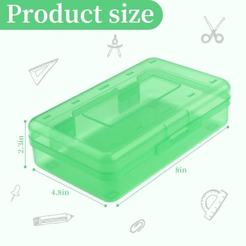Pencil Box, Clear Pencil Case, Large Capacity Plastic Hard Pencils Case Crayon Box with Snap-Tight Lid Stackable for Kids Adult Student Pens Pencils School Supplies Storage Office Supplies, Green - color: Green
