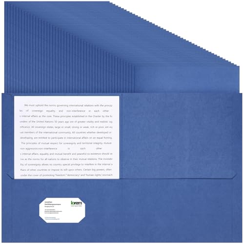 Harloon 75 Pack Deep Blue Two Pocket Paper Folders Bulk, Letter Size - color: Deep Blue