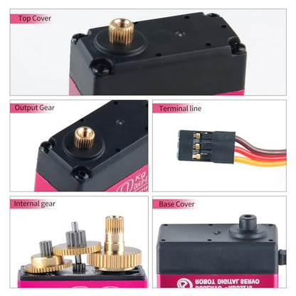 4Pcs RCmall RDS3218 20KG Dual Shaft U Mount RC Digital Servo - Robot Arm Servo - High Torque Full Metal Gear Servo with U Mounting Bracket for DIY Baja Car 1/8 1/10 Crawler (180 Degree