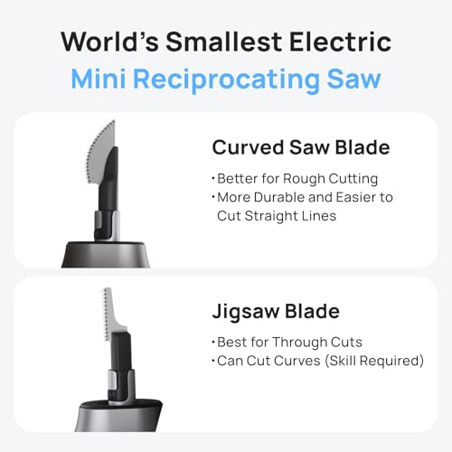 HOZO NeoSander Saw Blade Set, Turns NeoSander into Mini Reciprocating Saw, 8pcs 0.2mm Anti-Binding Blades, 4 Curved Blades for Straight Cuts & 4 Jigsaw Blades for Curves, for Resin, Plastic & Wood