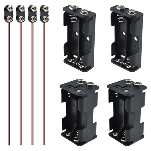 8 Pcs AA Battery Holder and 9-Volt Snap Wire Leads Kit