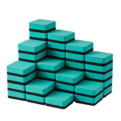Favourde 48 Pack Magnetic Whiteboard Dry Erase Erasers for Classroom School - color: Green