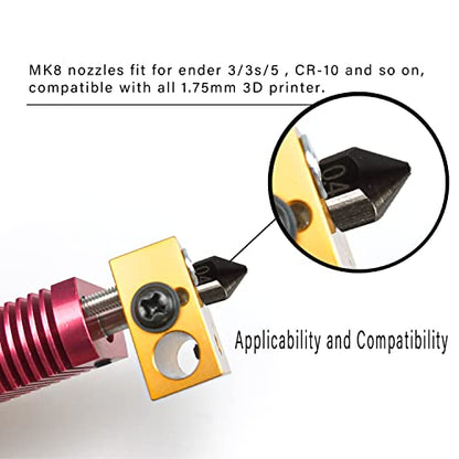MK8 Nozzles Hardened Steel 3D Printer Extruders Nozzles - size: MK8 Hardened Steel, style: Part: Various Nozzles