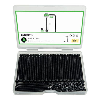 100Pcs M3 x 45mm Hex Socket Head Cap Screws Bolts, Carbon Steel, Black Oxide Finish, Allen Socket Drive, Full Threads,with Hex Spanner - size: M3 x 45-100Pcs