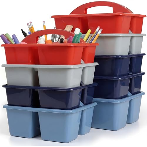 Kathfly 8 Pack Classroom Caddy Organizer with Handle Bulk, Blue Red - color: Blue Red