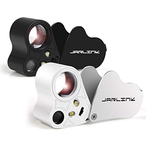 JARLINK 2 Pack 30X 60X Foldable LED Jewelers Loupe Magnifier - color: White,black