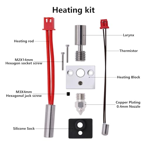 Creality 300℃ High Temperature Heat Block Kit for Ender-3S1, 3D Printer Heating Block Titanium Alloy Throat Tube 3 Silicone Socks and 5 PCS Nozzle Kit for Ender 3 S1/S1 Pro/Plus, CR-10 Smart Pro