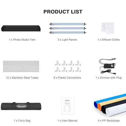 Photo Studio Light Box Photography 32"x32" with 210 LEDs and 4 Colors Backdrops for Product Photography, Foldable Picture Box with Adjustable Brightness 6000-6500K - size: 32 inches with 6000-6500K