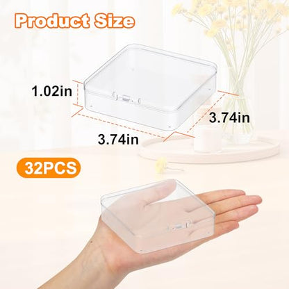 32 Pack 3.74 x 3.74 x 1.02 inch Clear Plastic Storage Containers with Lids - color: 32 PCS, size: 9.5 x 9.5 x 2.6 inch