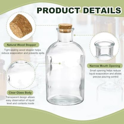 PATIKIL 1000ml Glass Reagent Bottle with Wood Stopper, Narrow Mouth 33.8oz - size: 33.8 Ounces