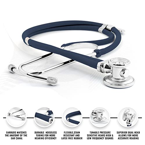 ASA TECHMED Nurse EMT Starter Pack Stethoscope, Blood Pressure Monitor and Trauma 7.5" EMT Shear Ideal Gift for Nurses, Medical Students, Firefighters, Police and Personal Use (Navy Blue) 4 Piece Set - color: Navy Blue