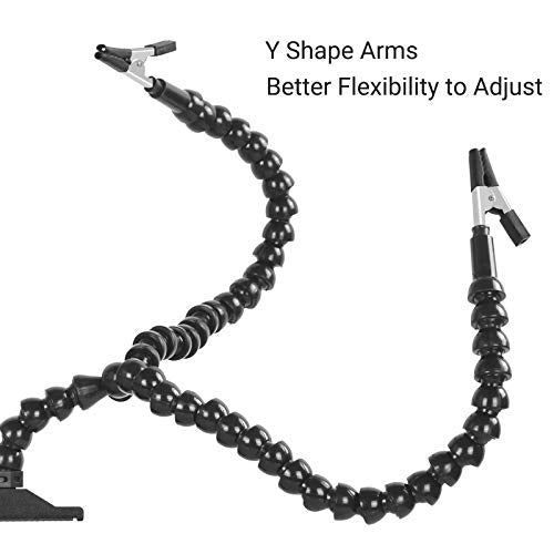 Toolour Helping Hands Soldering,Third Hand Tools,PCB Circuit Board Holder,Flexible Y-Shaped Arms with Non-Slip Desk Clamp Base for Electronics Repair Modeling Jewelry Assembly Hobby Craft Workshop - style: C