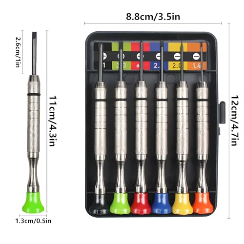 6Pcs Small Screwdriver Set -3pcs Flathead and 3pcs Phillips Micro Head Mini Screwdriver Set Precision CRV Eyeglasses Watches Electronics Computer Repair Kit Cool Gadgets Tool Gifts for Men