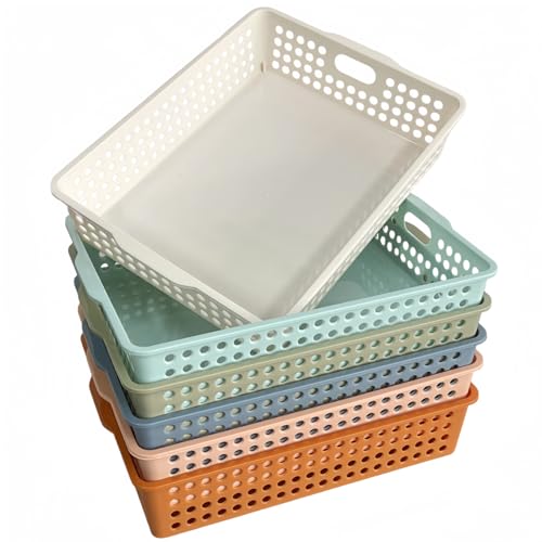 6 Pack Plastic Turn in Paper Trays for Classroom, Storage Bin Baskets, Boho - color: Boho