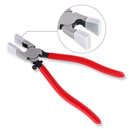Swpeet Heavy Duty Key Fob Pliers Tool, Metal Glass Running Pliers With Curved Jaws and Rubber Tips - Perfect for Key Fob Hardware Install and Stained Glass Work
