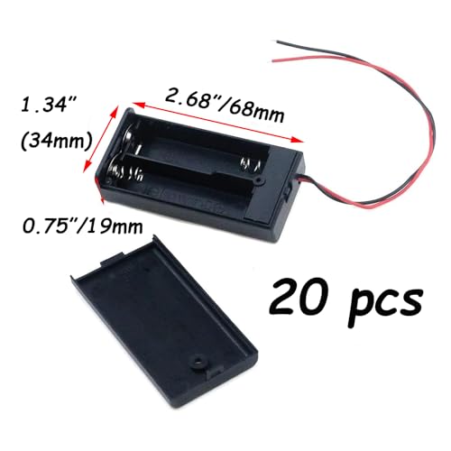 Semetall 2×1.5V AA Battery Holder - size: 2 X 1.5V AA- 20 PCS