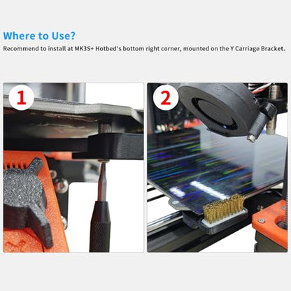 FYSETC 3D Printer Accessories - Prusai3 MK3S+ Nozzle Brush Kit: Filament Residue Cleaner Tool for MK3 MK3S Print Head: Upgraded Hotbed Mounted Wiper for Cleaning Extruded Printing Material Buildup
